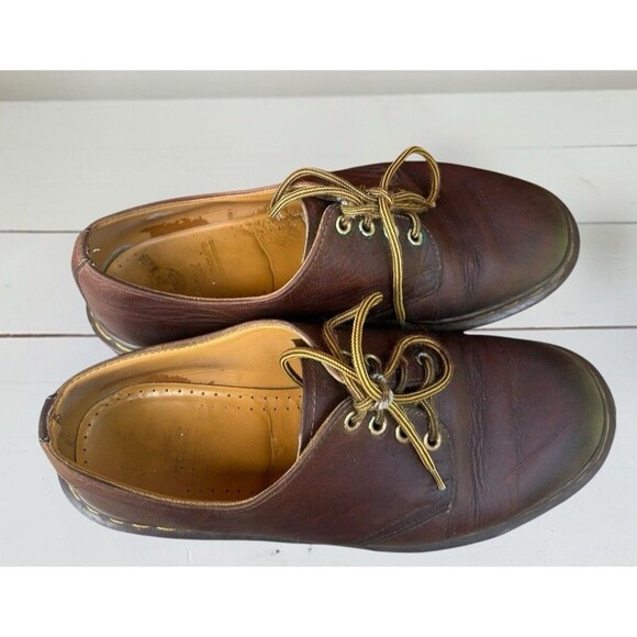 Vtg Dr. Martens Chunky 90s Made in England Leather Oxford Shoes 3 Eye Derby US 8 main image 9